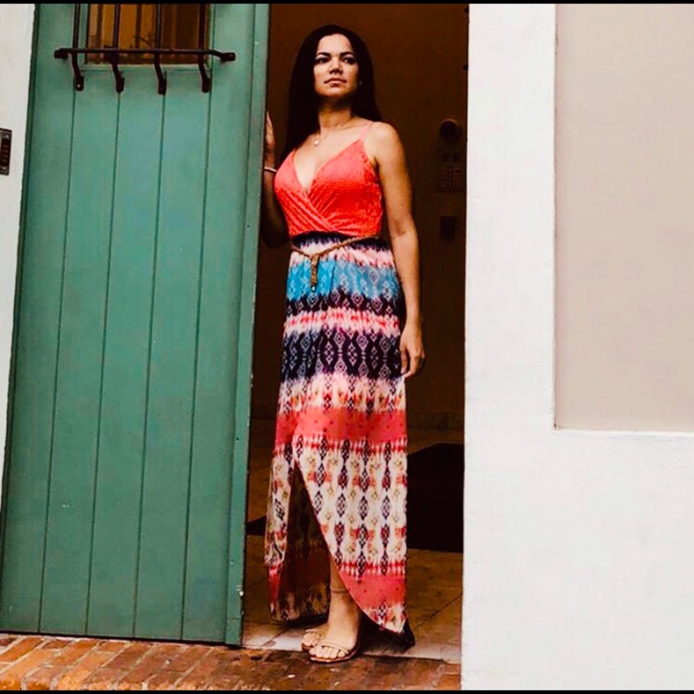Coral long dress